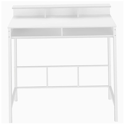 Bureau d'ordinateur, bureau personnel, debout, tablettes de rangement, 48 po, travail, ordinateur portable, stratifié gris, métal noir, contemporain, moderne