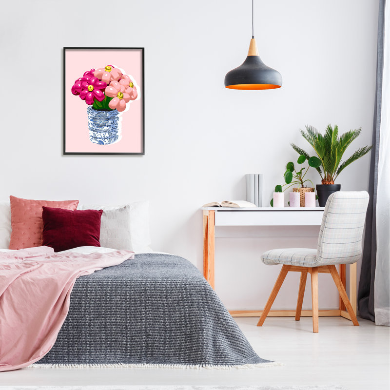 Bouquet de ballons dans un vase par Daphne Polselli, H 30 po x l 24 po x P 1,5 po, Giclée encadrée noir minuit