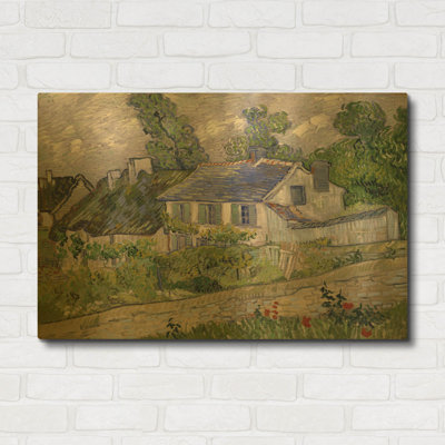 «Homes At Auvers 2» par Vincent Van Gogh, art mural en métal doré, 36 po x 24 po