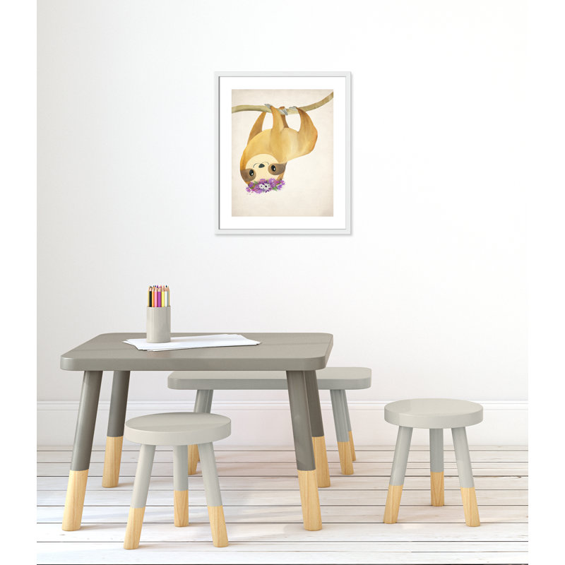 Sloth floral 2, H 25,5 po x l 21,5 po x P 1,19 po, Encadré de boîte blanc