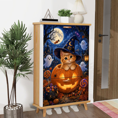 Armoire de rangement pour chaussures avec 3 tiroirs rabattables pour Halloween