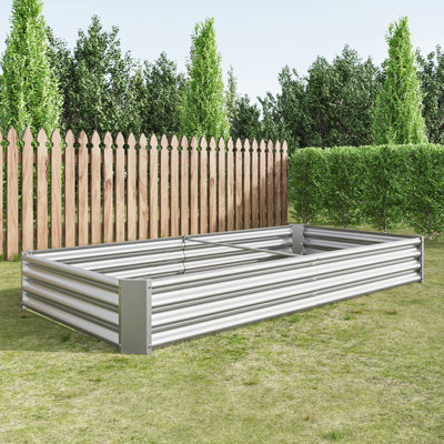 2PCS Metal Raised Rectangle Garden Planter Beds