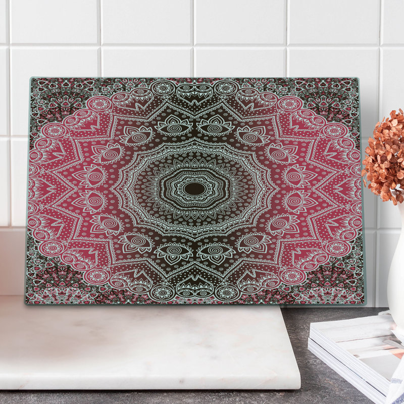 Planche à découper Ambesonne Mandala grande taille rétro ombre bohémien rose vif et brun