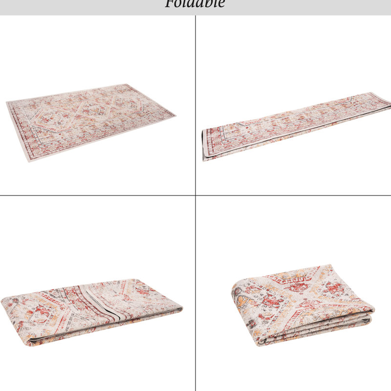 Low-Pile Beige 2'6''X10' Washable Rug, Non-Slip Non-Shedding For Living Room, Bedroom, Kitchen, Dining Runner, Kitchen Area