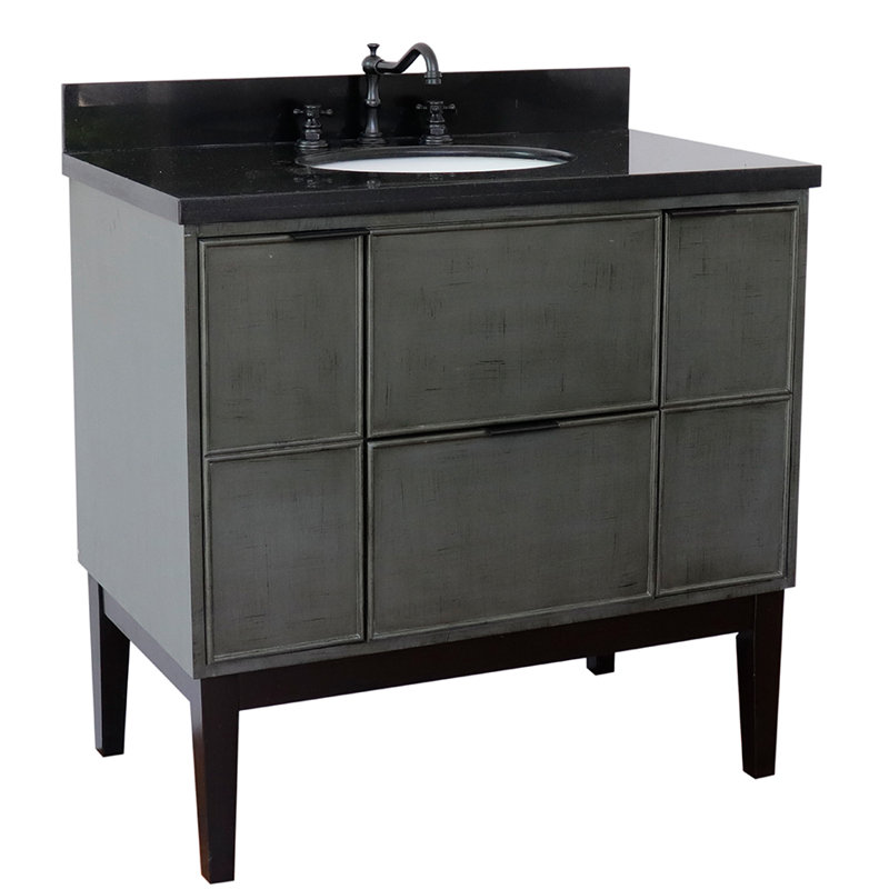 37'' Single Bathroom Vanity with Top, Black Galaxy