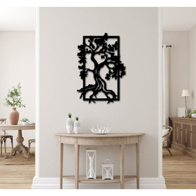 Metal Wall Painting With Tree Frame