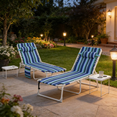 Chaise longue Gaeden avec trou pour le visage et table d'appoint