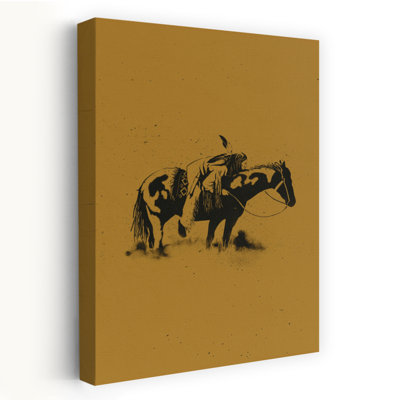 «Native American Horseman», impression d'art rustique, paysage traditionnel, cheval, paysage