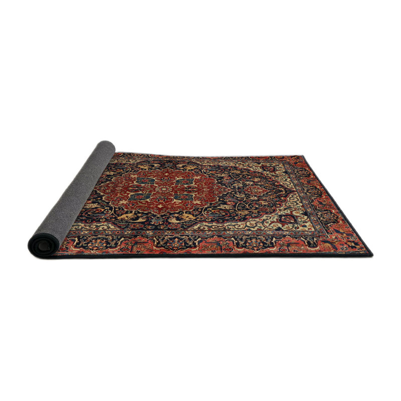 Tapis traditionnel gris foncé / rouge / beige Corniche, Rond 6 pi