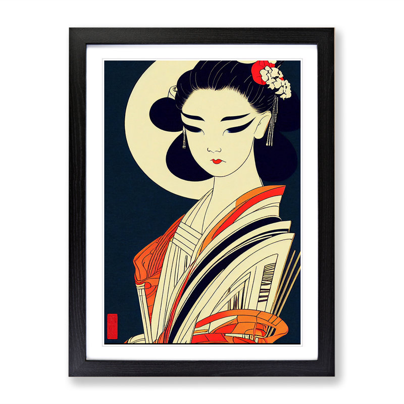 Artistic Geisha No.2 - Wrapped Canvas Print, 64cm H x 46cm W, Black Framed