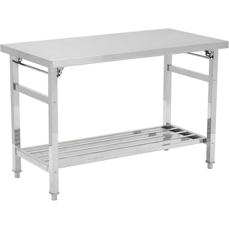 Stainless Steel Table, 48 x 24 Inches Metal Prep & Work Table with Adjustable Undershelf