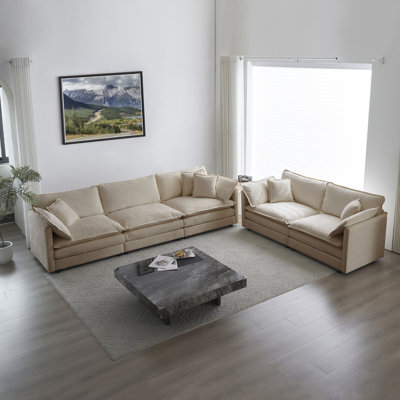 Sofa Set Of 2 Chenille Couch 23 Seater Sofa Set Deep Seat Sofa Modern Sofa Set For Living Room