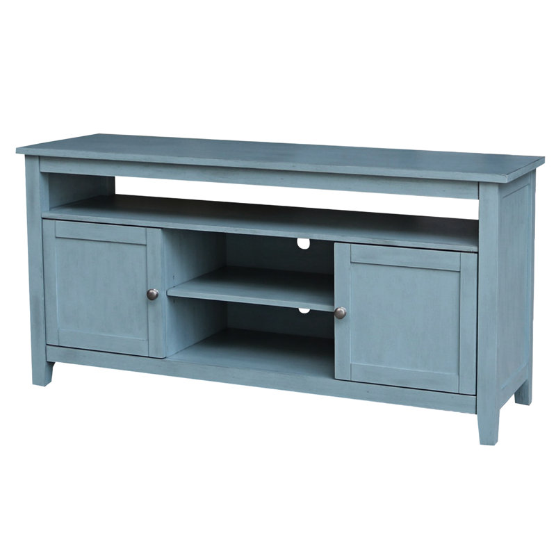  Meuble télé pour téléviseur de 65 po ou moins Ramapo, Bleu océan antique frotté