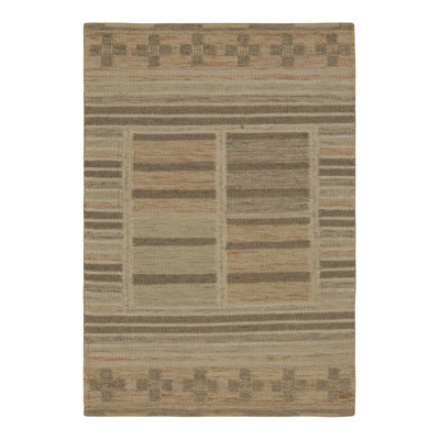 Rug & Kilim's Scandinavian Style Rug In Beige, With Colorful Geometric Patterns