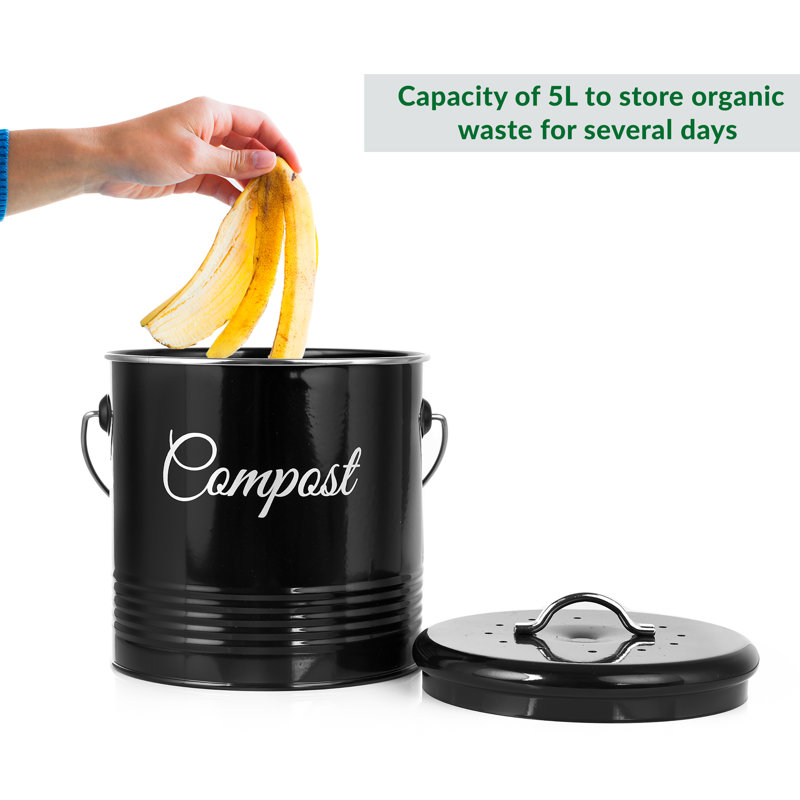 Vamyr Metal Odor Resistant Kitchen Composter, Glossy Black
