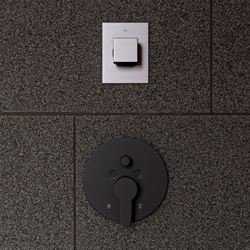 Matte Black Wall-Mounted Shower Valve with Lever Handle