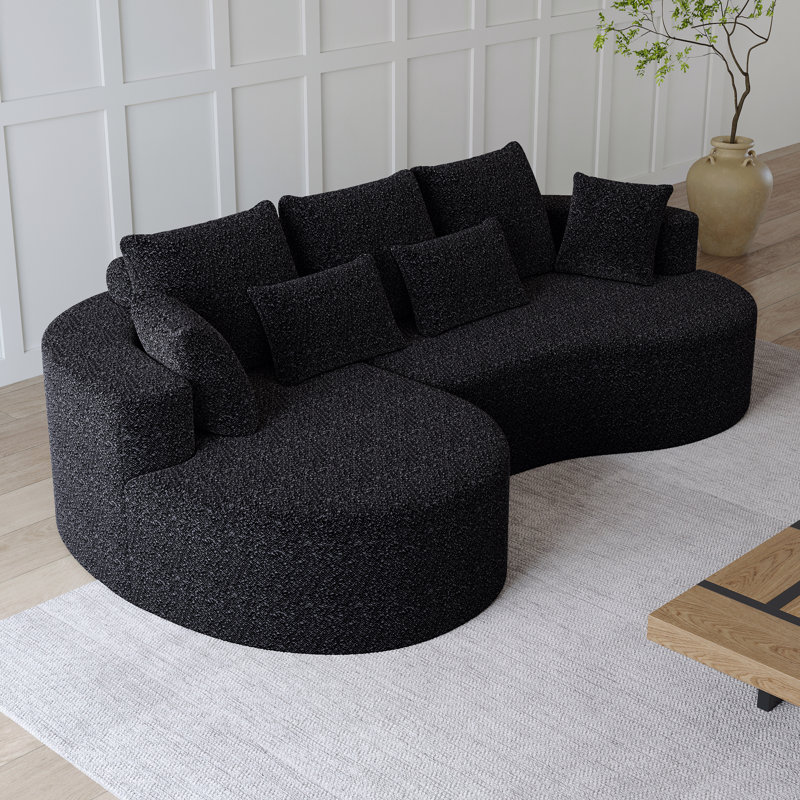 Canapé modulaire surdimensionné rembourré Modern, Orienté à gauche (vu de face), Black