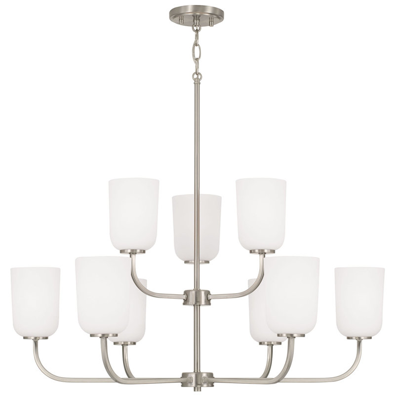Lustre à niveaux simple 9 lumières Krush, Nickel brossé