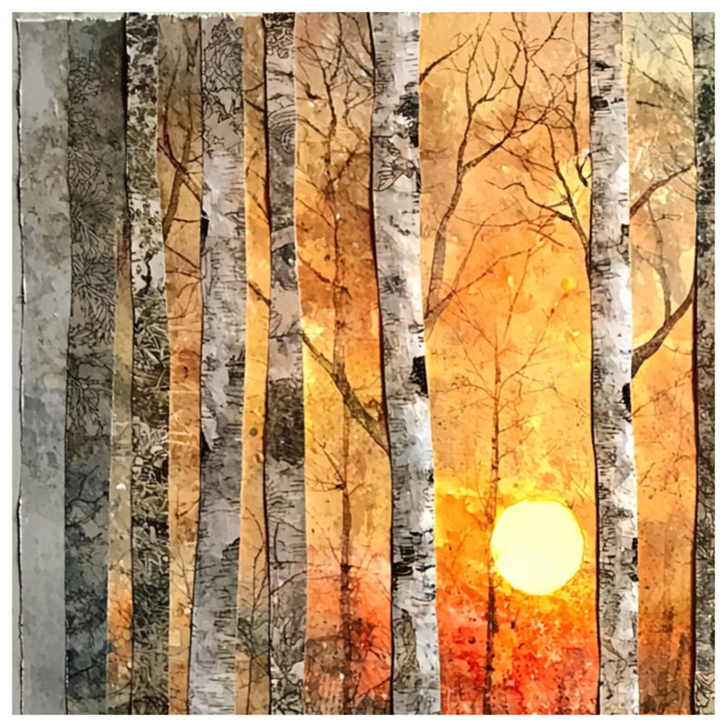 Birch Trees Sunset Blankets, 60in W x 80in H