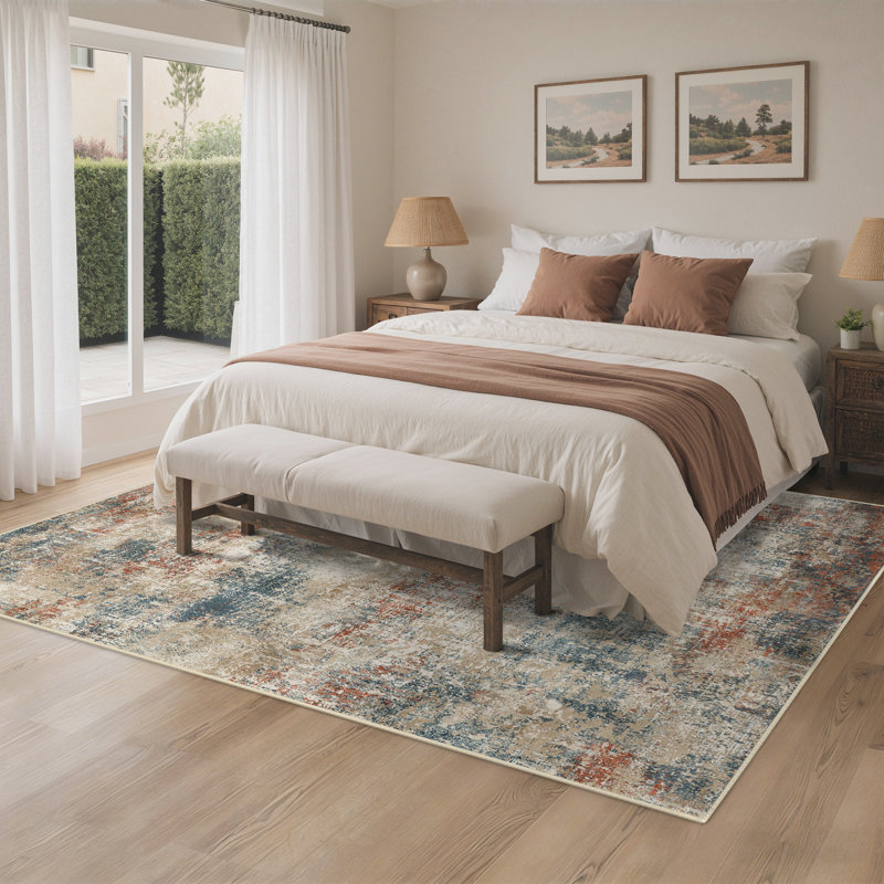 Modern Abstract Performance Machine Washable Area Rugs, Rectangle 8' x 10', Multicolor