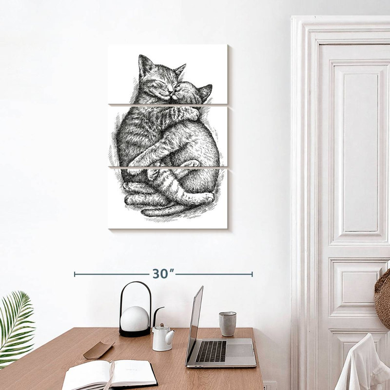 Deux chats câlins Brampt, H 32 po x l 20 po