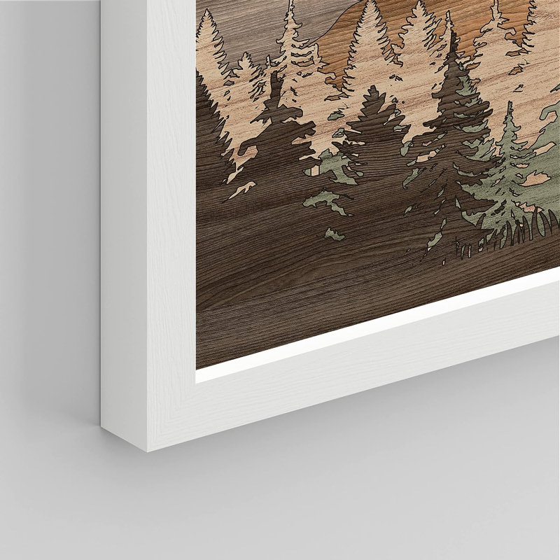 «Western Wood Effect Landscape» IDÉE4WALL, art mural encadré forêt de montagne, ensemble de 3 impressions murales colorées orignal au coucher du soleil, décor de nature sauvage pour salon, chambre à coucher, impression de 3 pièces
