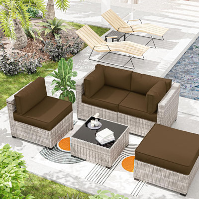 9-Piece Outdoor Cushion Cover Set (Set Of 3 Seats , 5 Backs, 1 Footrest), Only Covers by Latitude Run