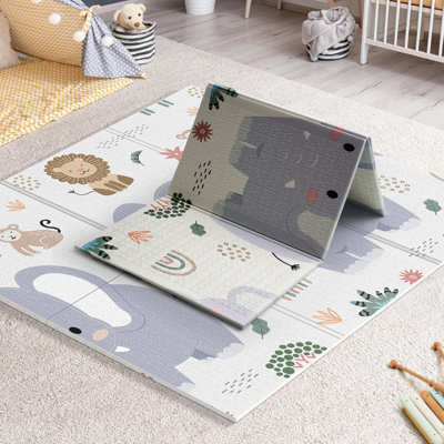 79x71 Foldable Baby Play Mat For Floor, Extra Large Non-toxic Tummy Time And Crawling Playmat, Thick Foam Play Mat For Baby, Reversible Portable Babies Floor Mats For Infant, Toddler
