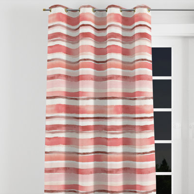 Rideaux obscurcissant French Country - 1 panneau à rayures rose et beige