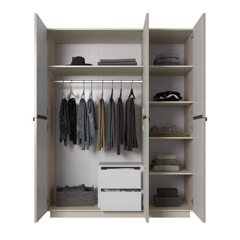 Altje 3 Door Manufactured Wood Wardrobe, Cream/Black