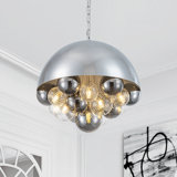 Luminaire suspendu en forme de dôme à 10 lumières avec bulle en verre nervuré