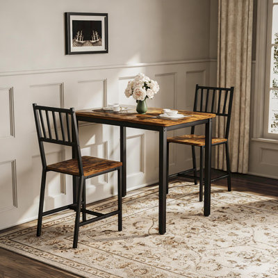 Dining Table Set, Bar Table With 2 Dining Chairs, Kitchen Table Counter With Chairs, Industrial For Kitchen Breakfast Table, Living Room, Party Room,