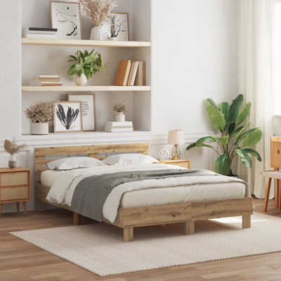 Vidaxl Wood Bed Frame with LED Durable