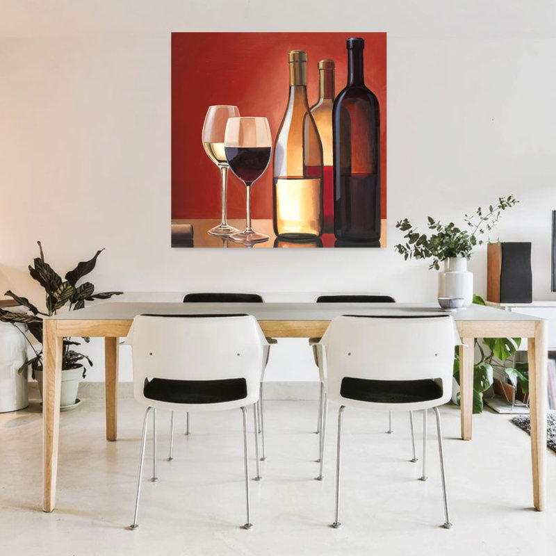 Wine Trio, art contemporain, H 36 po x l 36 po