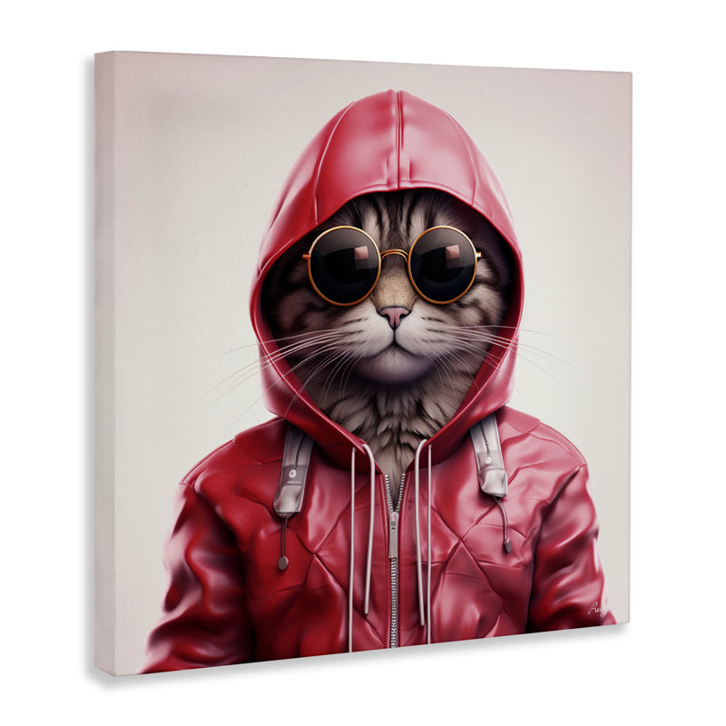 Hipster Cat dans une élégante enveloppe en toile, design par Roozbeh, H 24 po x l 24 po