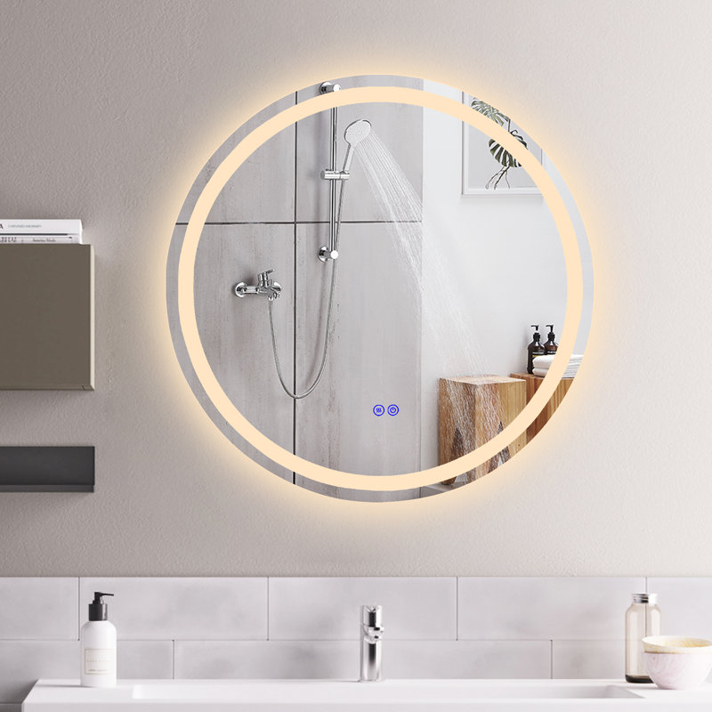 Alburquerque Glass Flat Wall Mirror, 28" H x 28" W