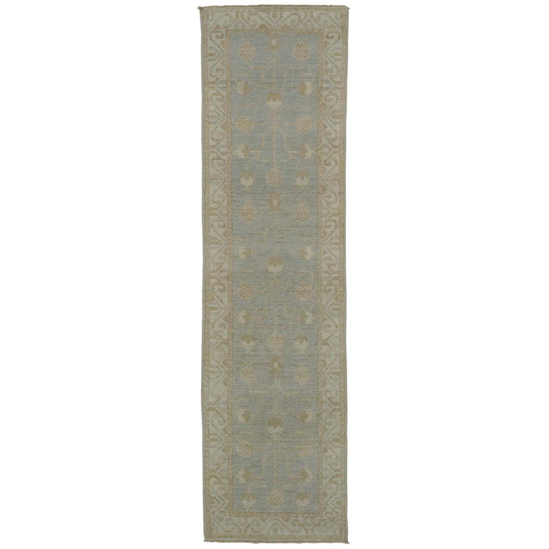 Tapis bleu / brun noué à la main Pomegranate Samarkand