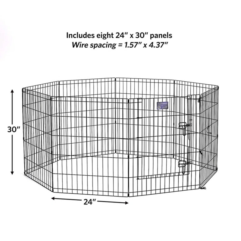 Black Metal 24"H Pet Exercise Playpen with Door