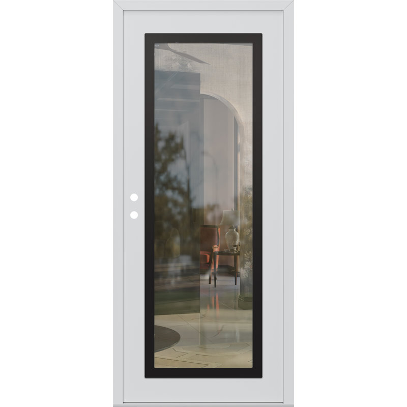 Porte d'entrée pré-montée en verre С1 panneau noir acier blanc / blanc, Clair, Blanc / blanc / transparent