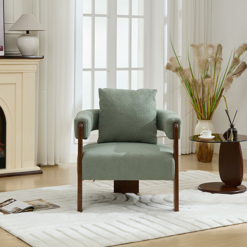 Upholstered 3-legs Accent Chair, Green