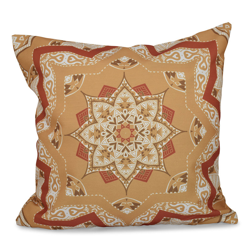 Happy Hippy Geometric Reversible Throw Pillow, 16" H x 16" W, Gold