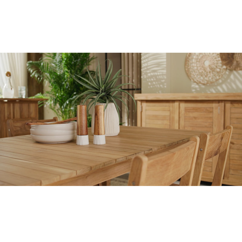 Ensemble repas d'extérieur en teck Eluna - 7 pièces