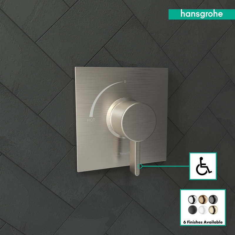 Ecostat Square 1-Handle 6-Inch Wide Pressure/Shower Balance Valve Trim Only, Brushed Nickel