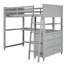 Lit mezzanine simple avec tiroirs - Fabrication en bois massif pour un bureau gris confortable: espace de travail confortable-955481836