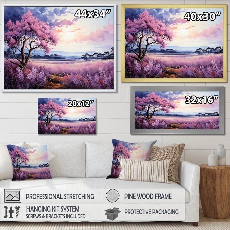 «Lilacs Field Pointillism Dot II», reproduction sur toile, Toile tendue, H 30 po x l 40 po x P 1,5 po