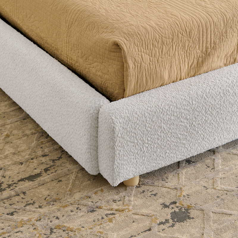 Lit de style moderne et minimaliste, Beige, Très grand lit