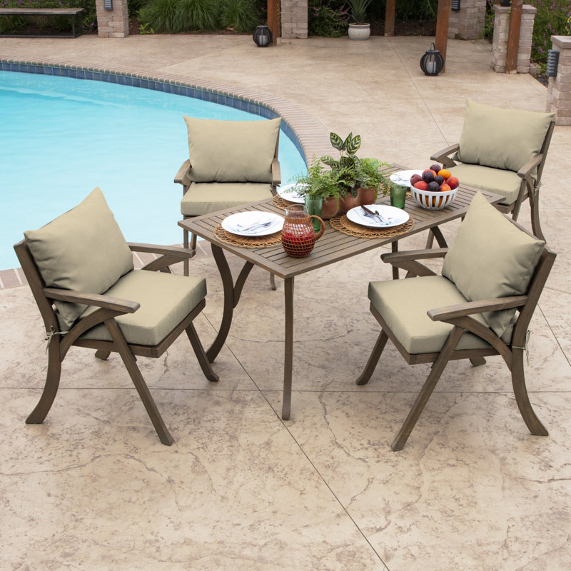 ARDEN Outdoor Dining Chair 4" Cushion, Taupe Solid Color