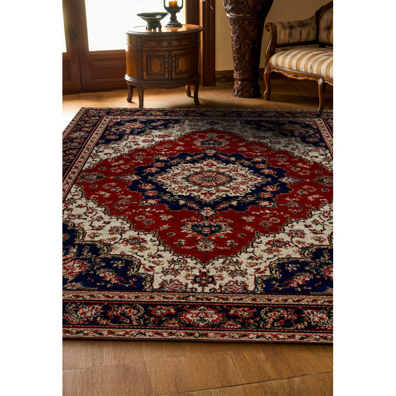 Guria Burgundy/Brown/Black Oriental Vintage Look Machine Printed Cotton Chenille Area Rug, Runner 3'4" x 16'5"