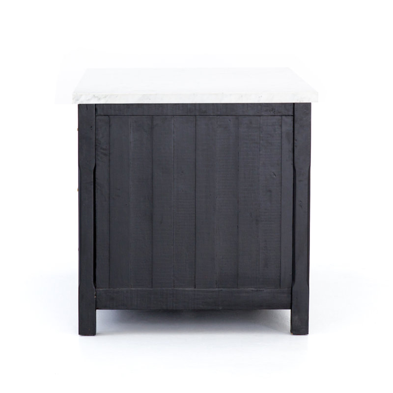 Ian Kitchen Island, Marble/Black