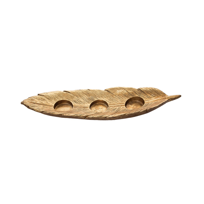 Porte-bougie à feuilles de moisson en résine Bungalow Rose 14,25 po